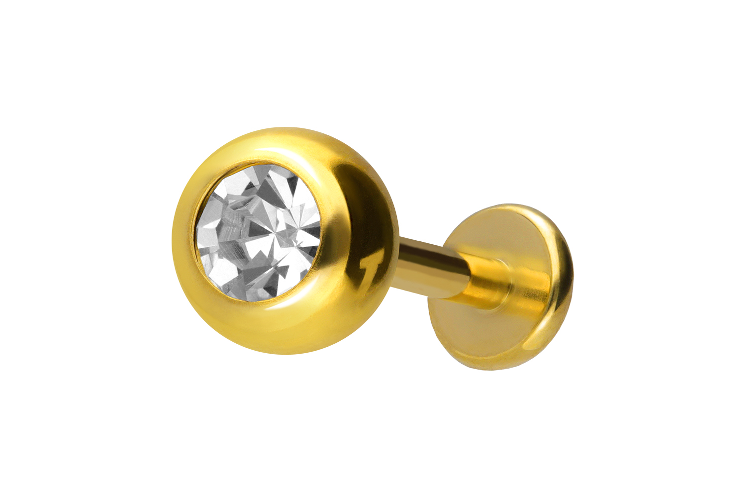 Titan Labret Piercing mit Innengewinde KRISTALL